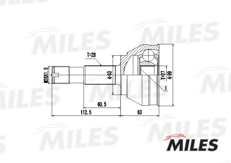 Jeu de joints, arbre de transmission MILES GA20622