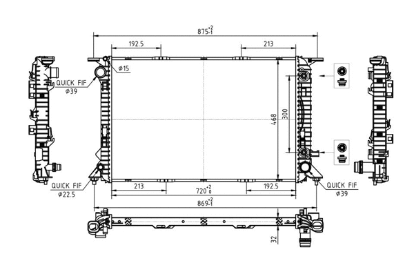 Radiateur, refroidissement du moteur HART 628 627