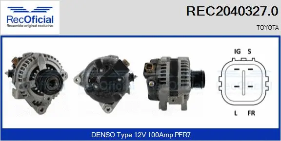 Alternateur RECOFICIAL REC2040327.0