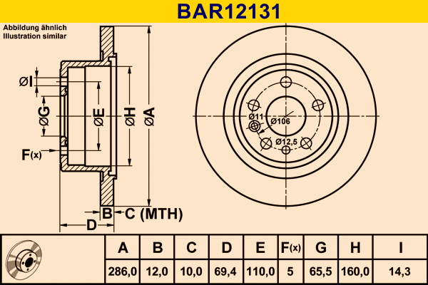 Disque de frein BARUM BAR12131