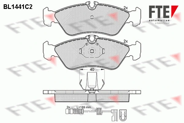 Kit de plaquettes de frein, frein à disque FTE 9010195
