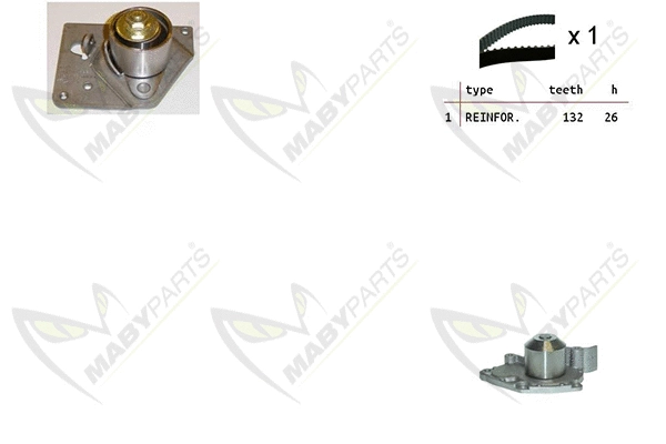 Pompe à eau + kit de courroie crantée MABYPARTS OBKWP0094