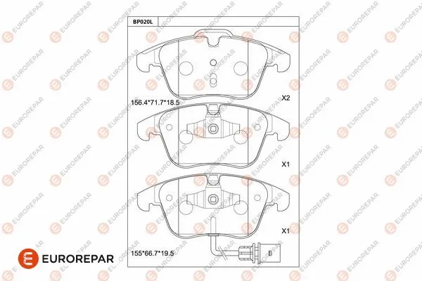 Kit de plaquettes de frein, frein à disque EUROREPAR 1681213480