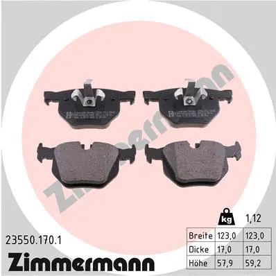 Kit de plaquettes de frein, frein à disque ZIMMERMANN 23550.170.1