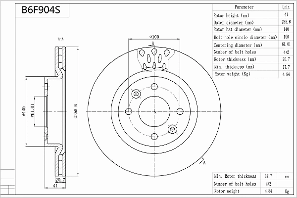 Disque de frein AISIN B6F904S