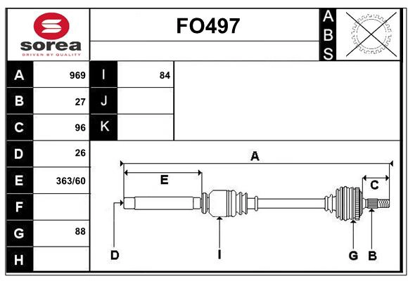 Arbre de transmission SERA FO497