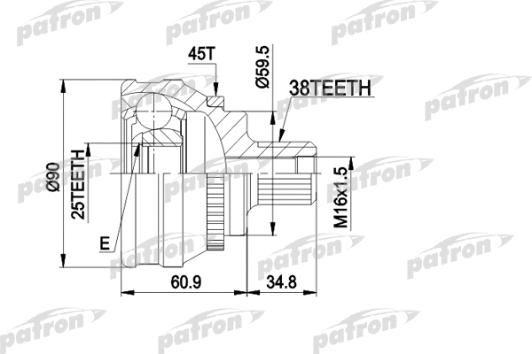 Jeu de joints, arbre de transmission PATRON PCV1121
