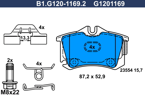 Kit de plaquettes de frein, frein à disque GALFER B1.G120-1169.2