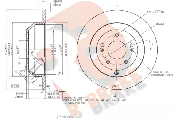 Disque de frein R BRAKE 78RBD25185