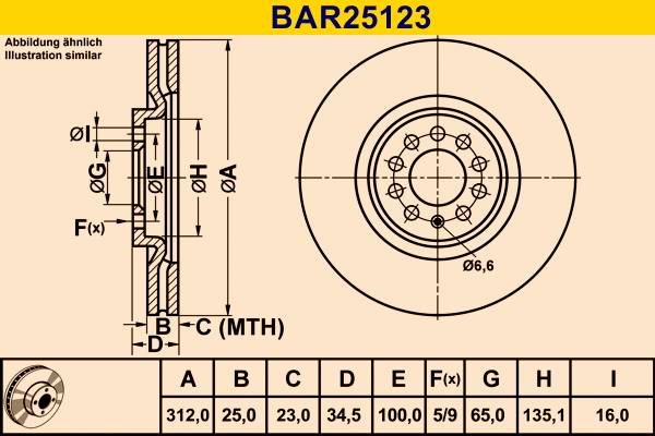 Disque de frein BARUM BAR25123
