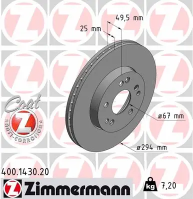 Disque de frein ZIMMERMANN 400.1430.20