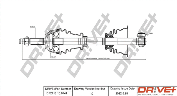 Arbre de transmission Dr!ve+ DP2110.10.0741