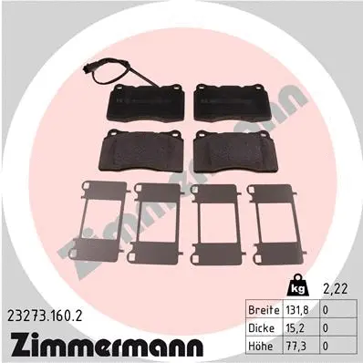 Kit de plaquettes de frein, frein à disque ZIMMERMANN 23273.160.2