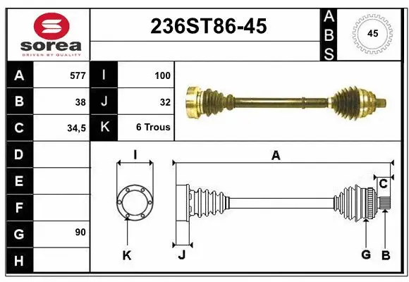 Arbre de transmission STARTCAR 236ST86-45