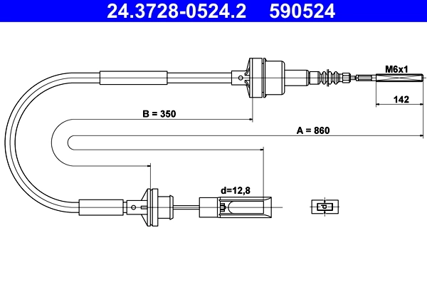 Tirette à câble, commande d'embrayage ATE 24.3728-0524.2