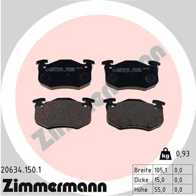 Kit de plaquettes de frein, frein à disque ZIMMERMANN 20634.150.1