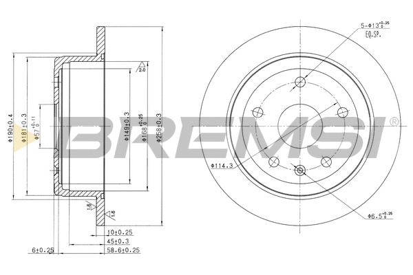 Disque de frein BREMSI CD7188S