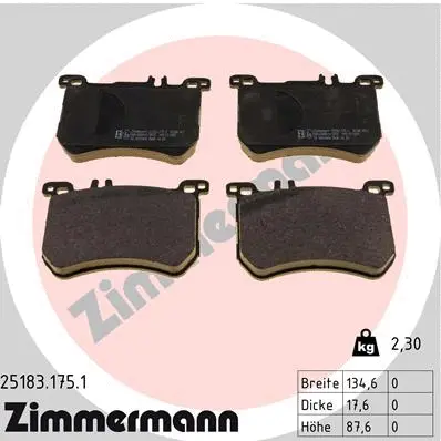 Kit de plaquettes de frein, frein à disque ZIMMERMANN 25183.175.1