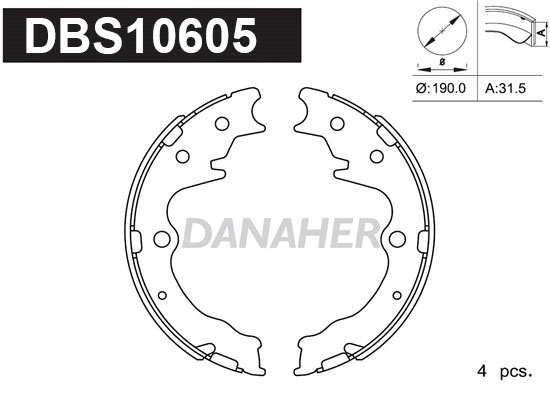 Jeu de mâchoires de frein, frein de stationnement DANAHER DBS10605