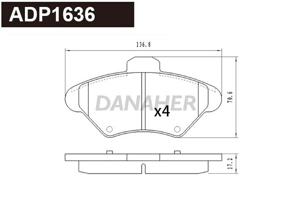 Kit de plaquettes de frein, frein à disque DANAHER ADP1636