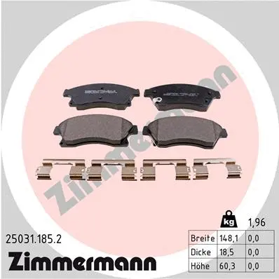 Kit de plaquettes de frein, frein à disque ZIMMERMANN 25031.185.2