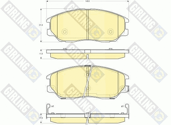 Kit de plaquettes de frein, frein à disque GIRLING 6133609