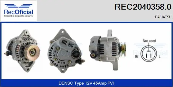 Alternateur RECOFICIAL REC2040358.0