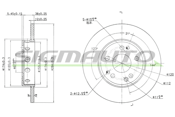 Disque de frein SIGMAUTO DBA124S
