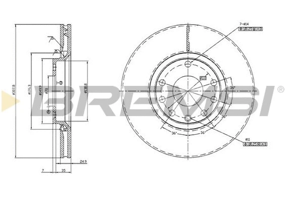 Disque de frein BREMSI CD7261V