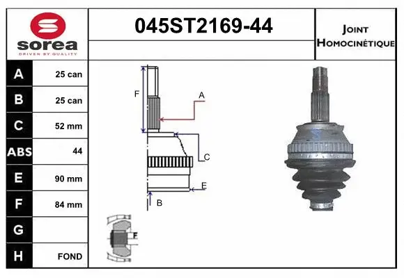 Jeu de joints, arbre de transmission STARTCAR 045ST2169-44