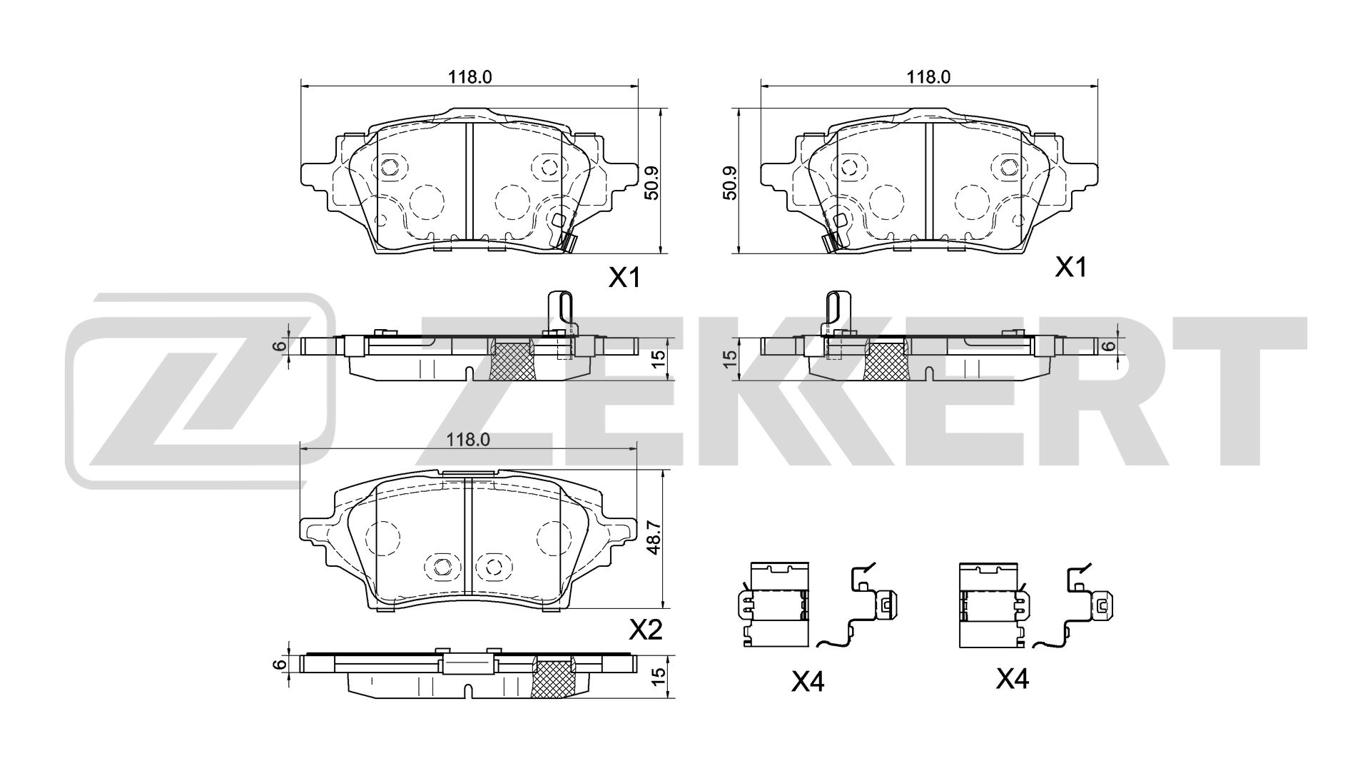 Kit de plaquettes de frein, frein à disque ZEKKERT BS-1060