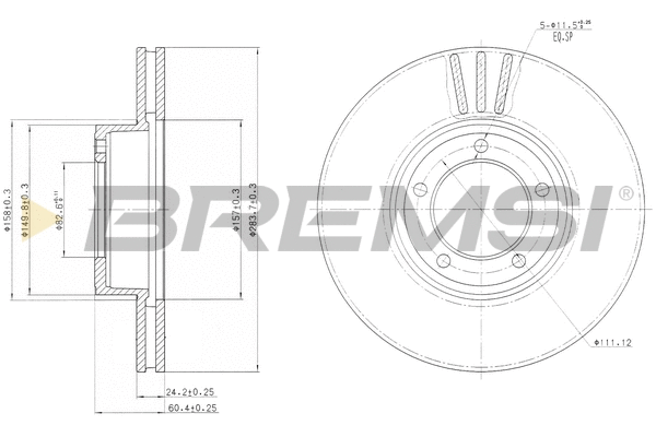 Disque de frein BREMSI CD6164V