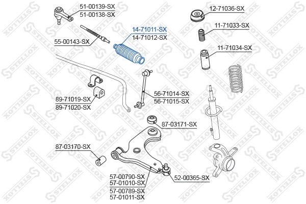 Joint-soufflet, direction STELLOX 14-71011-SX