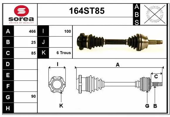 Arbre de transmission STARTCAR 164ST85