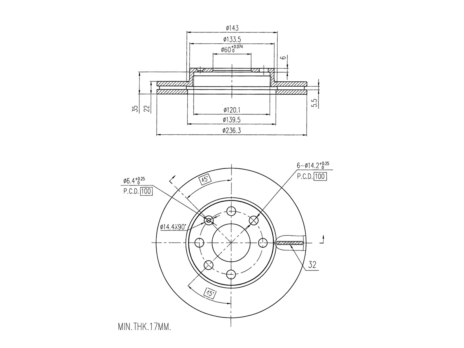 Disque de frein A.Z. Meisterteile AZMT-44-024-1254