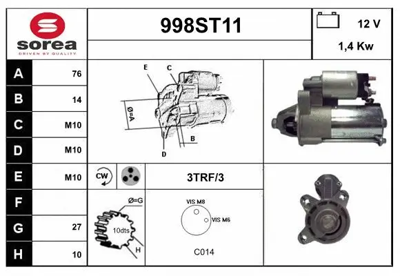 Démarreur STARTCAR 998ST11