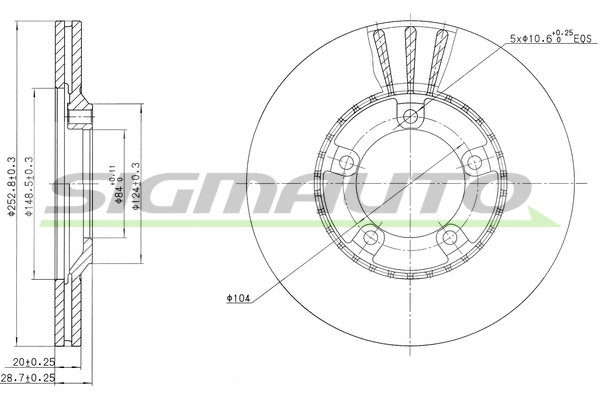 Disque de frein SIGMAUTO DBA826V
