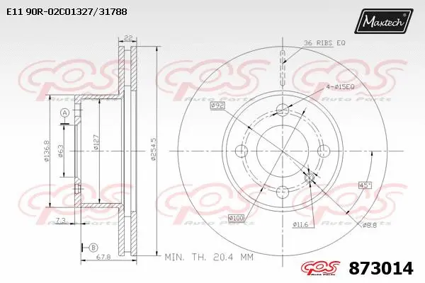 Disque de frein MAXTECH 873014
