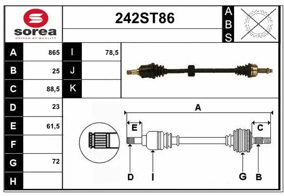 Arbre de transmission STARTCAR 242ST86