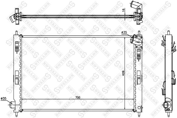 Radiateur, refroidissement du moteur STELLOX 10-25349-SX