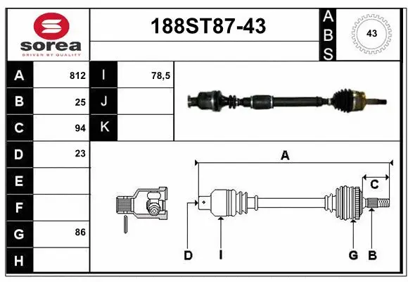 Arbre de transmission STARTCAR 188ST87-43