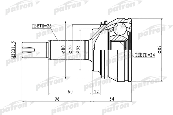 Jeu de joints, arbre de transmission PATRON PCV1441