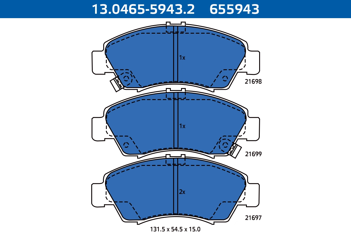 Kit de plaquettes de frein, frein à disque ATE-APAC 13.0465-5943.2