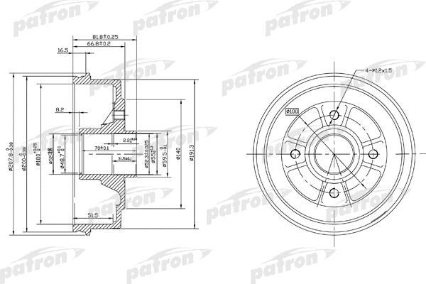 Tambour de frein PATRON PDR1146