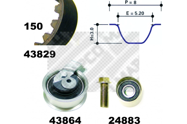 Kit de courroie crantée MAPCO 23901