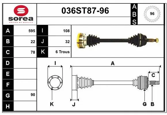 Arbre de transmission STARTCAR 036ST87-96