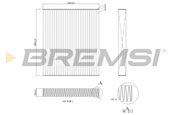 Filtre, air de l'habitacle BREMSI FC0424C