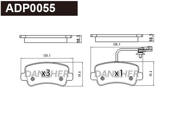 Kit de plaquettes de frein, frein à disque DANAHER ADP0055
