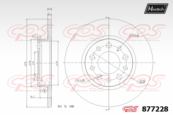 Disque de frein MAXTECH 877228