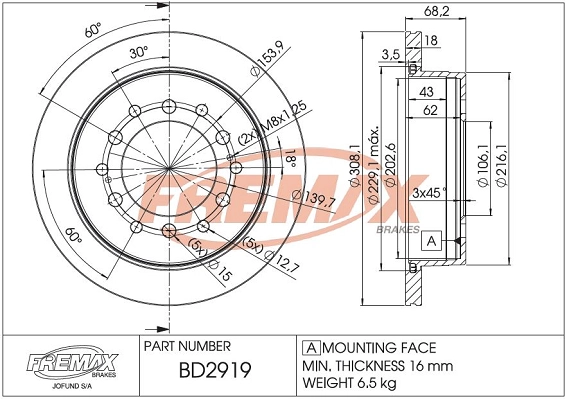 Disque de frein FREMAX BD-2919